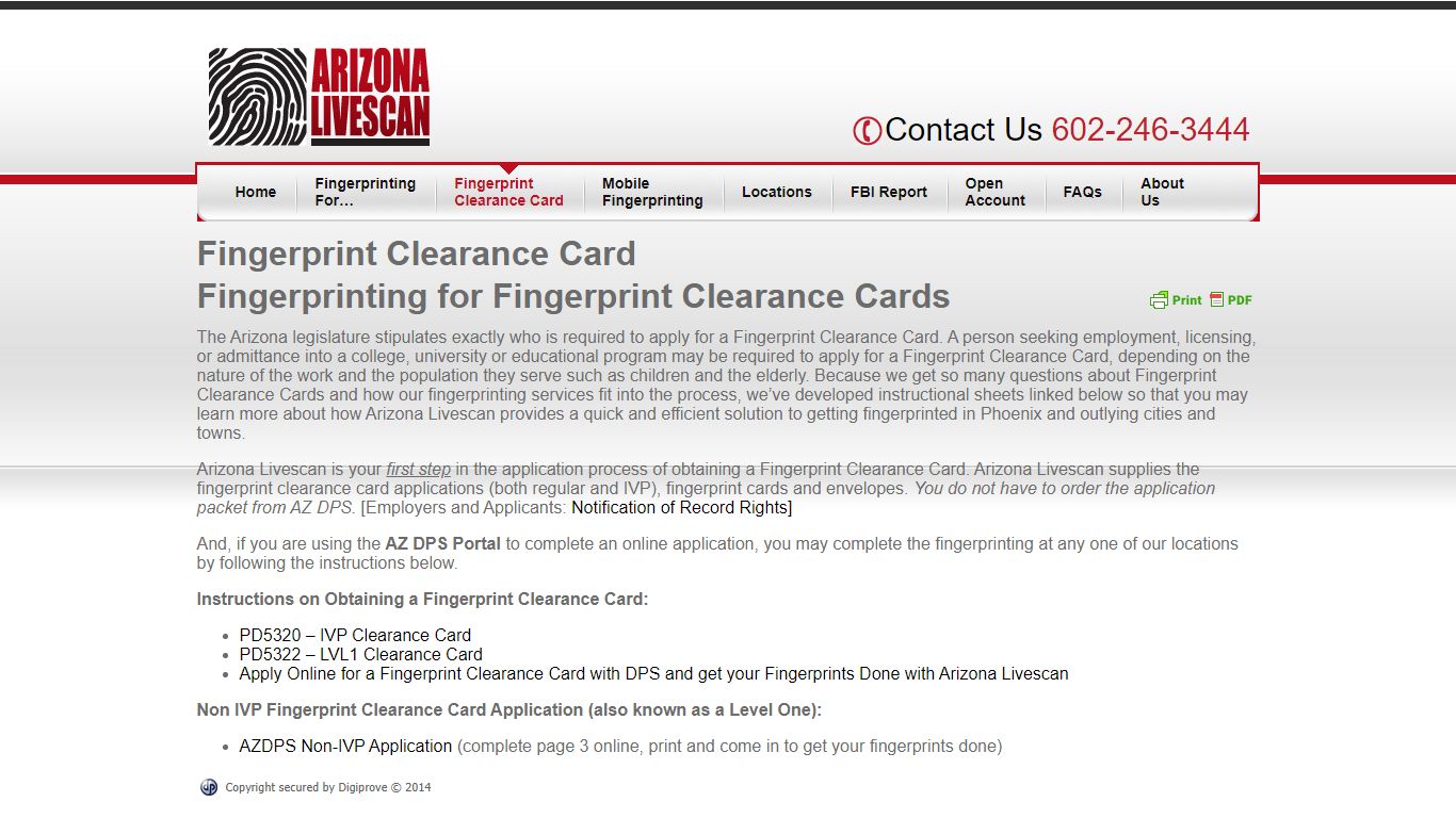 Fingerprint Clearance Card - Arizona Livescan